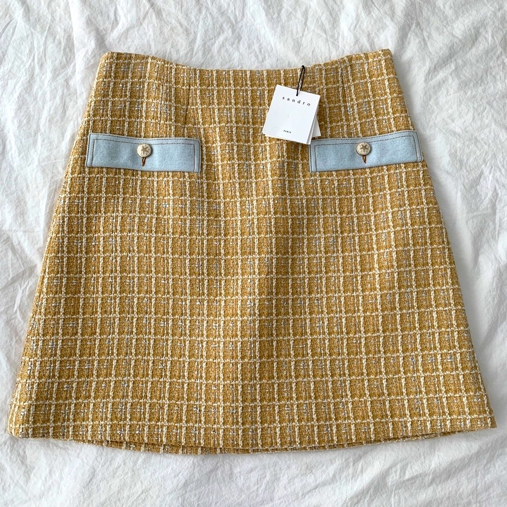 Sandro Paris “Melle” Tweed Metallic Skirt